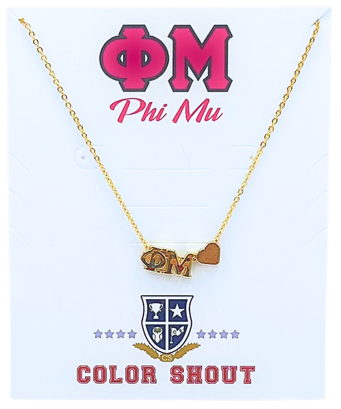 Color Shout – wholesale Pendant/charm necklace – N202 PM-Phi Mu Heart Necklace1