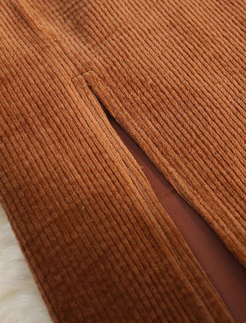 safistyle - Wholesale Skirt - Women's - Belted Slit Corduroy Skirt1