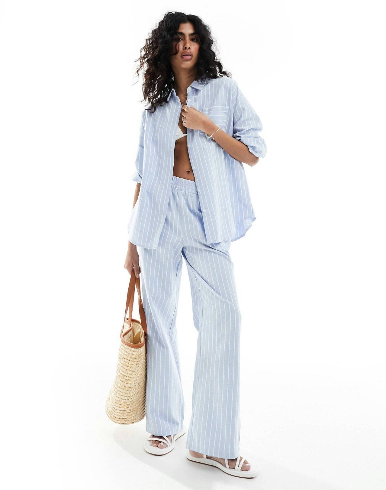 LUCCE - Wholesale Pants - Women's - Wide Striped Pants - 1716