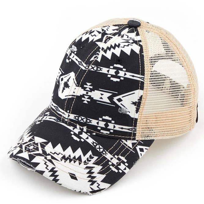 Hana - Wholesale Ponytail Cap - Women's - C.C Aztec Pattern Mesh Back Ponytail Baseball Cap8