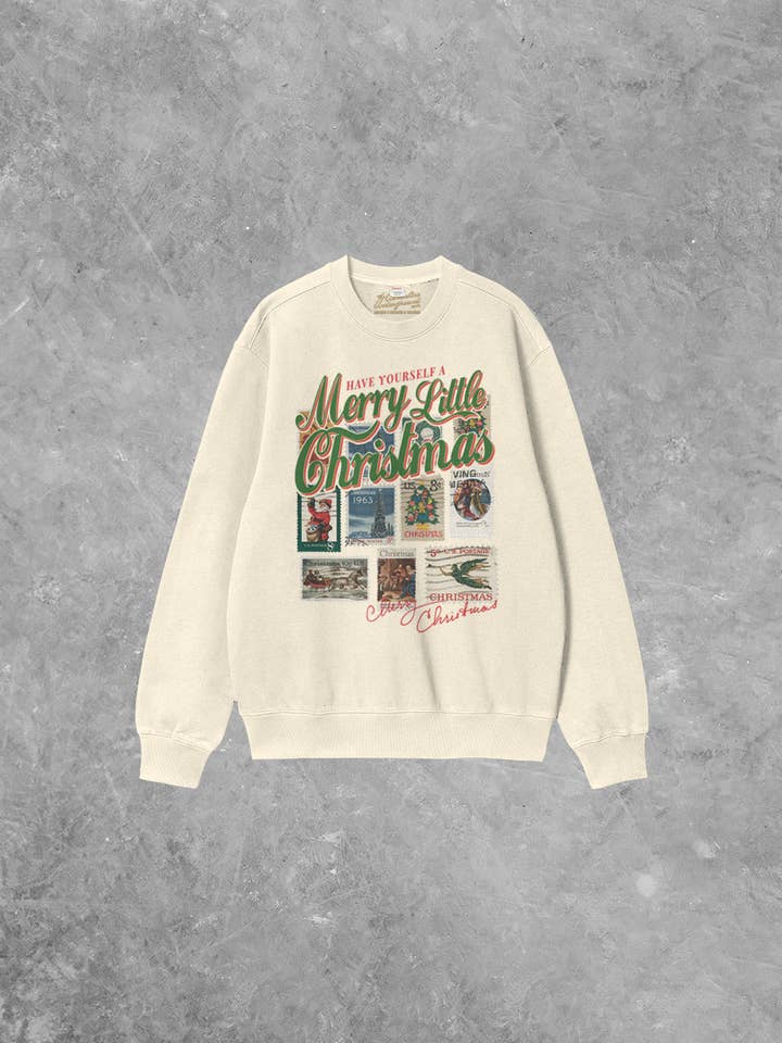 The Clandestine Underground - Wholesale Grafisch sweatshirt - Uniseks - Fijne Kerst, Stamps Boxy Cotton 90's Sweatshirt0