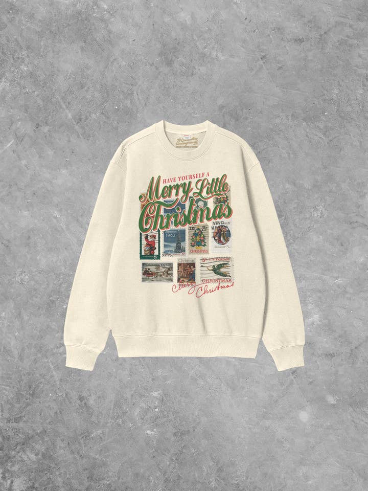 Passez un joyeux Noël, Sweat-shirt en coton Boxy Stamps des années 90. pour la vente par The Clandestine Underground