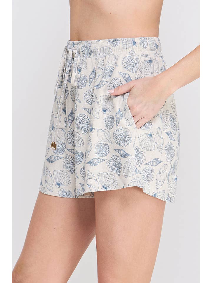 Allie Rose - Wholesale Shorts - Women's - Seashell Printed Linen Shorts1