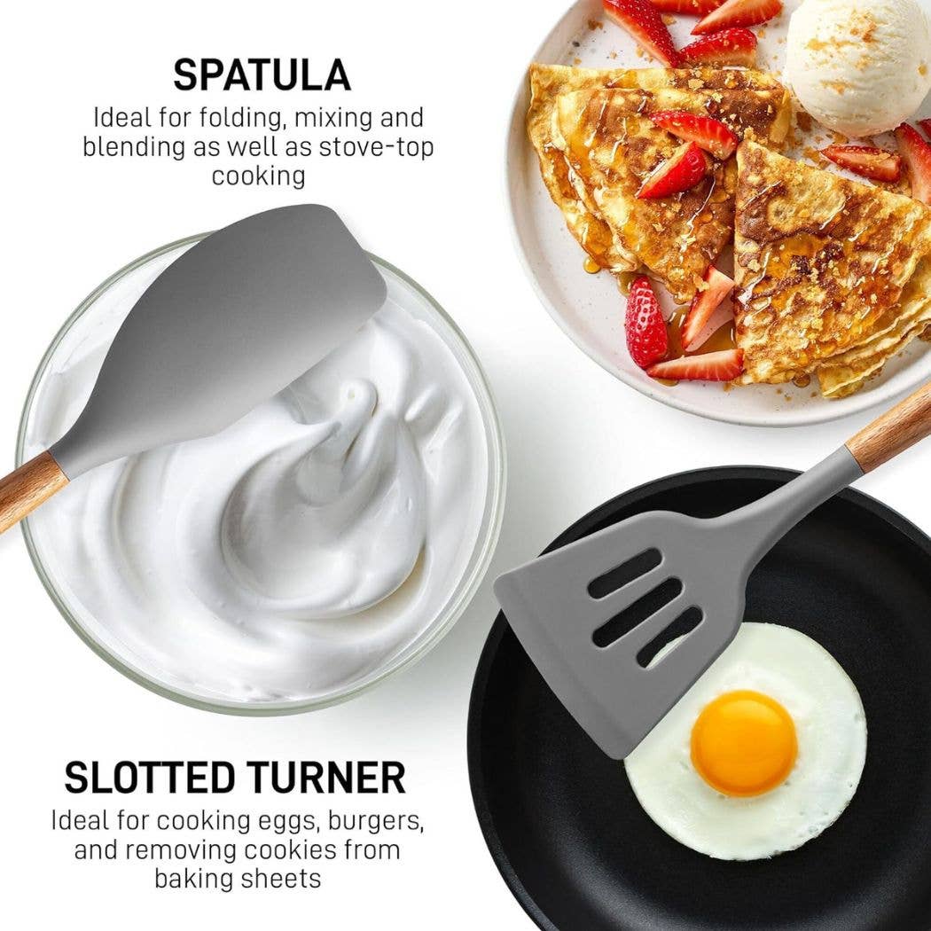 Zulay Kitchen - Wholesale Kitchen Utensil Set - 5-Piece Silicone Utensils Set with Wooden Handles25