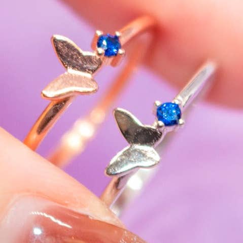 Vlinderring met blauwe diamanten voor wholesale door MiniDes