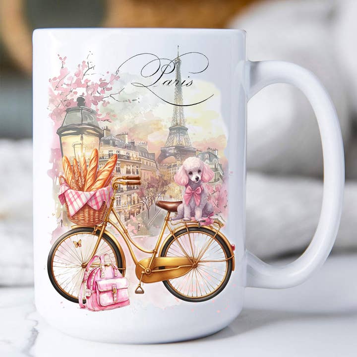 French Paris Bicycle Dog Baguettes Coffee Mug for wholesale by Avery Lane Gifts