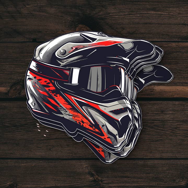 Helmaufkleber | Roter Motocross-Stil | Vinyl-Aufkleber für den Großhandel von PiggyPrintStickers