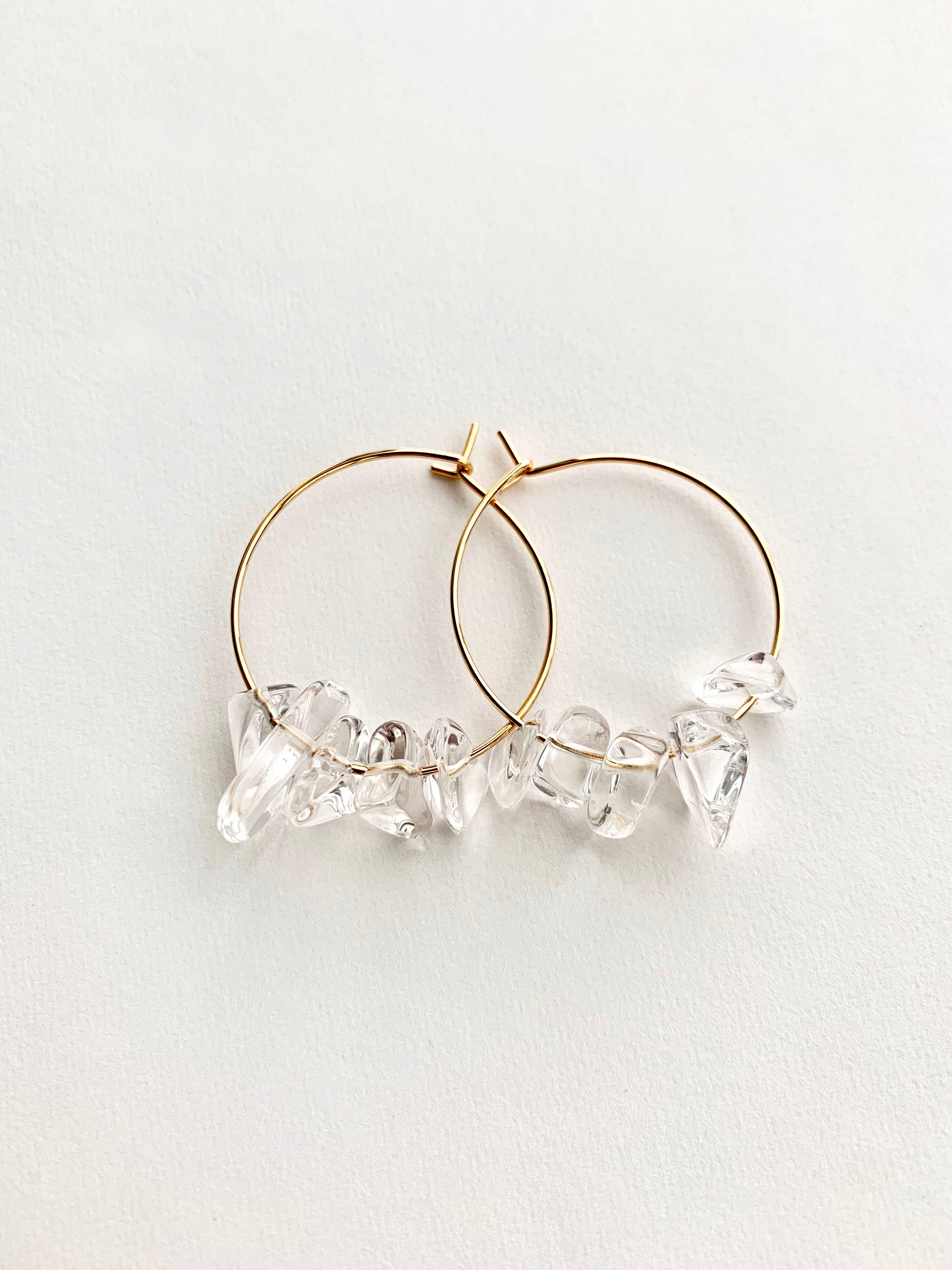 Laura Stark Designs - Wholesale Hoop Earrings - Boho Quartz Chip Hoops | Bohemian Hoops