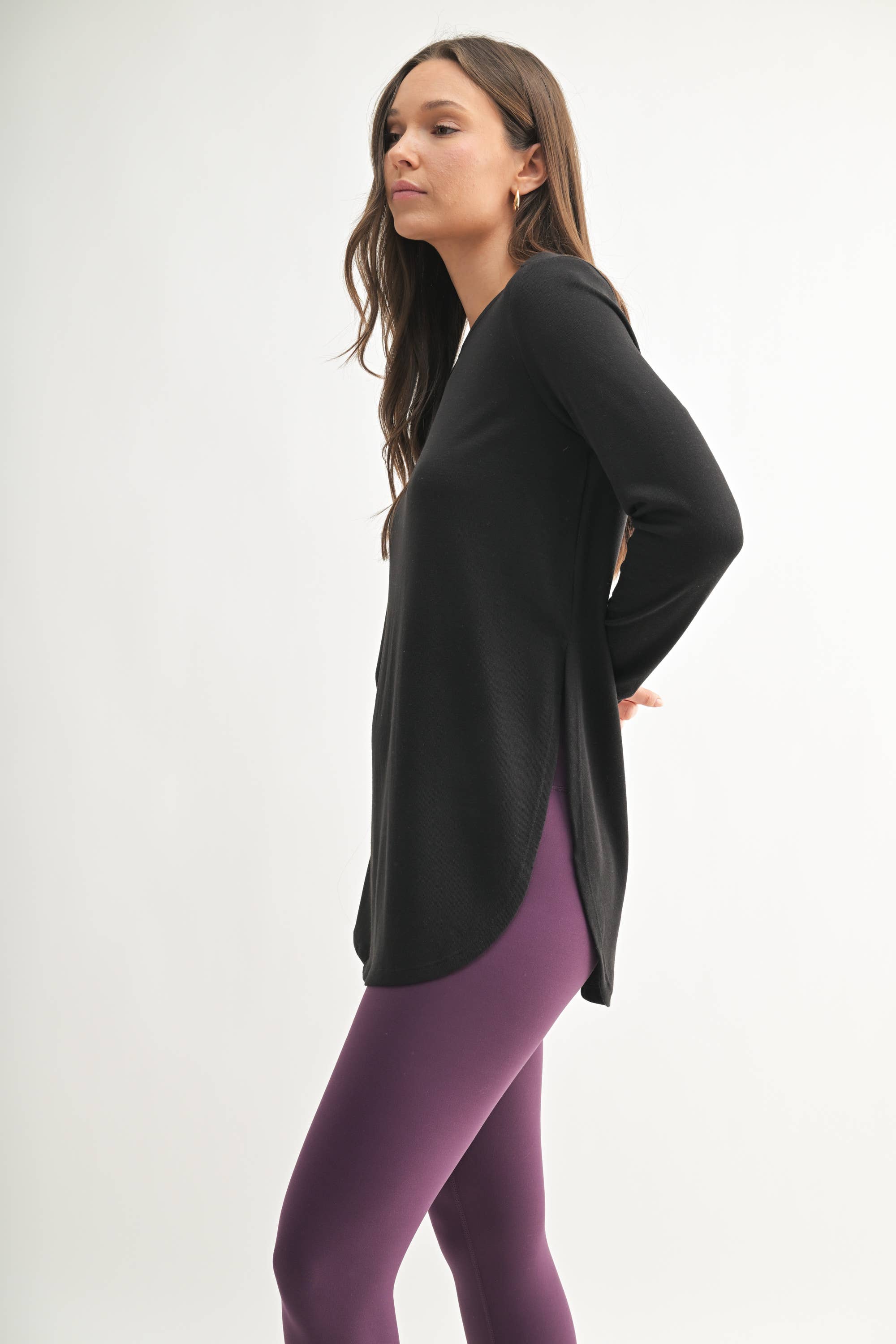 Mono B - Wholesale Tunic - Women's - Long Sleeve Flow Top with Side Slit8