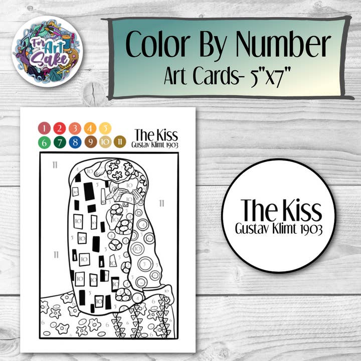 Kysset- Gustav Klimt: Farve efter nummer kunstkort for engroshandel hos For Art Sake Stickers