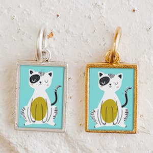 Bel Kai - Vente Breloques/médailles personnalisées - Pendentif Charme Chat en Or ou Argent0