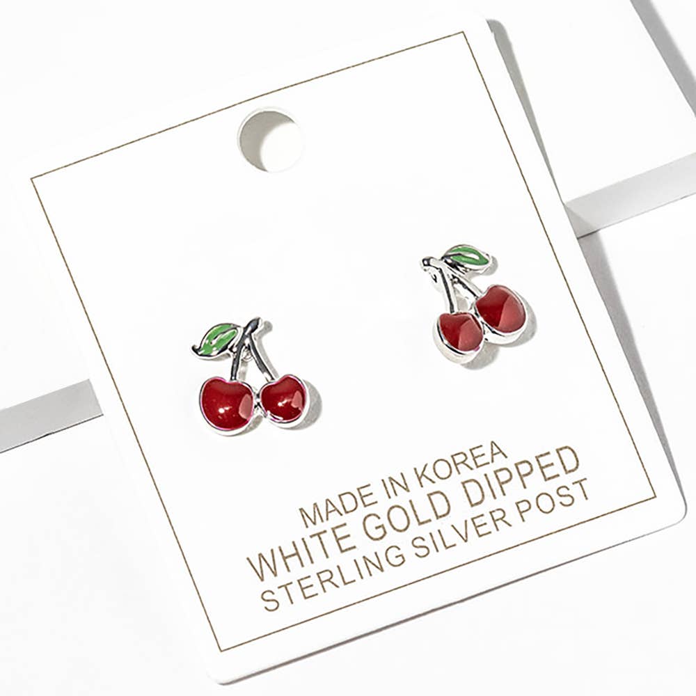 Sensibling Corp. – wholesale Stud/post earrings – Gold Dipped Enamel Cherry Stud Earrings5