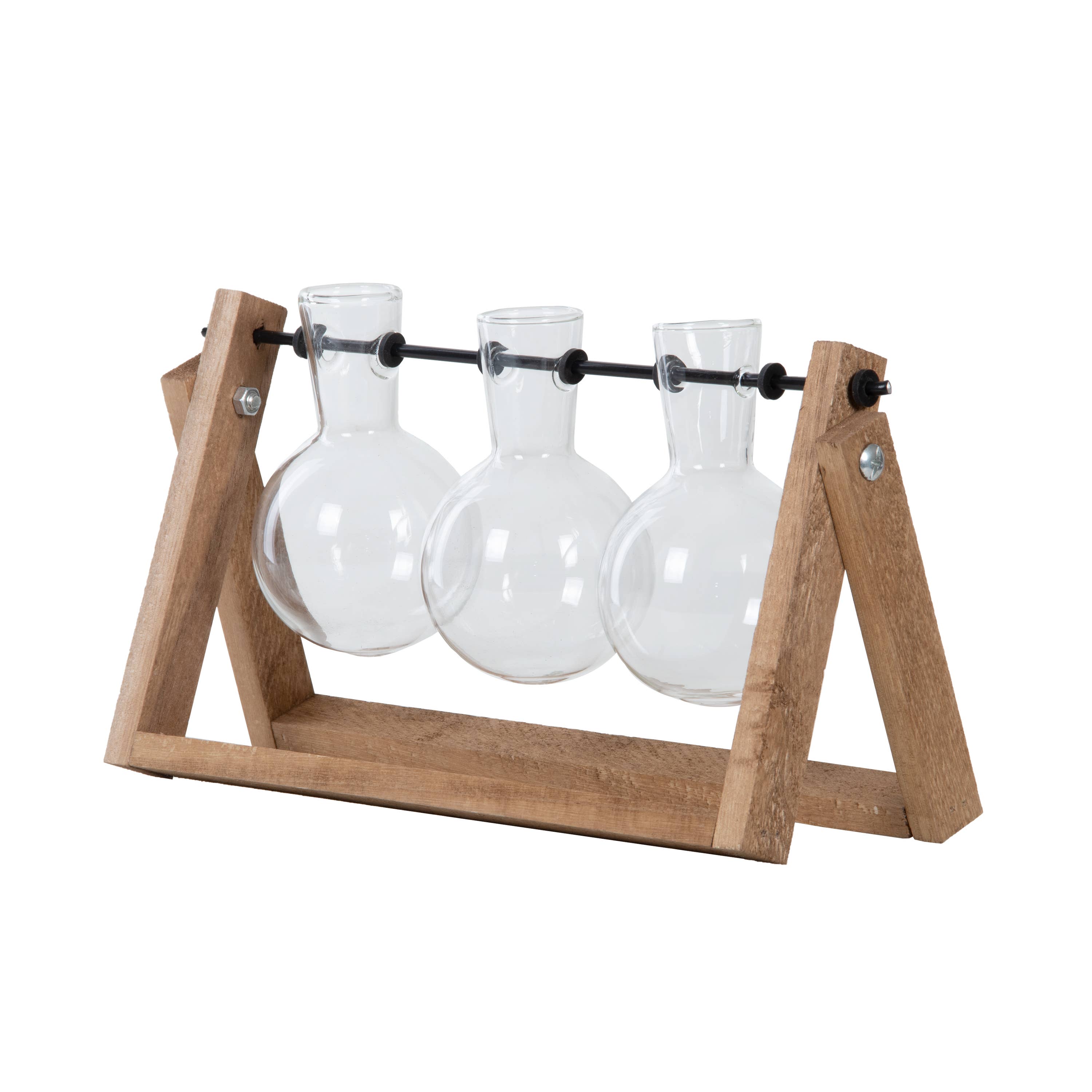 Esschert Design USA - Wholesale Vase - 3 Vase Cutting Stand, Wood/Glass0