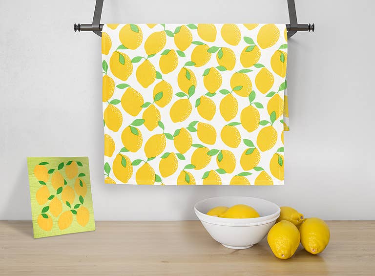 Abbott - Wholesale Tea Towel - Lemons Dishcloth & Kitchen Towel Set1