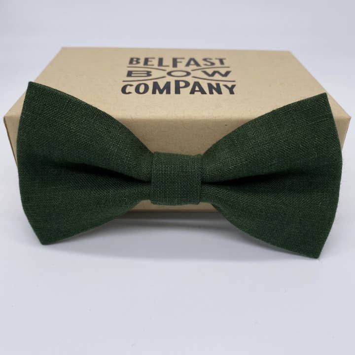 Belfast Bow Company - Wholesale Bow Tie - Men's - Irish Linen Bow Tie in Brunswick Green