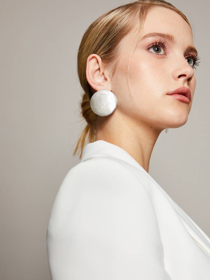 Cindy Shiny Disc Oversized Statement Earrings for wholesale by Maudella