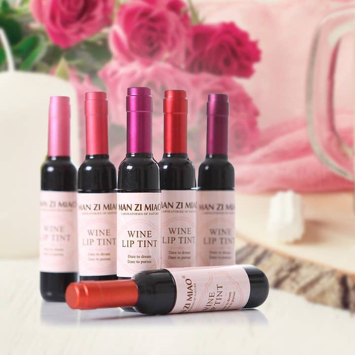 ASSORTED COLORS ,,..._ Wine Bottle shape Lip Tint 24 hrs Valentine gift for wholesale on Faire16
