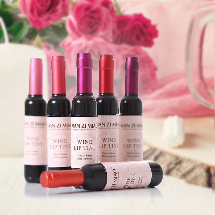 ASSORTED COLORS ",,,,_...._ Lip Tint 24pc Set Wine bottle shape w/ display box for wholesale on Faire