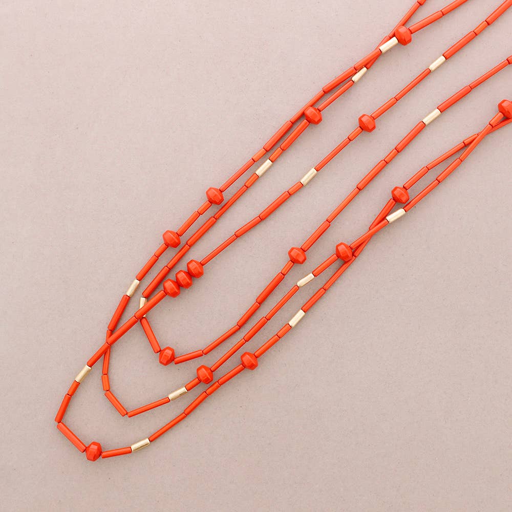 Sonata - Wholesale Kralen/parelketting - Lange halsketting van kunsthars met drie bandjes5