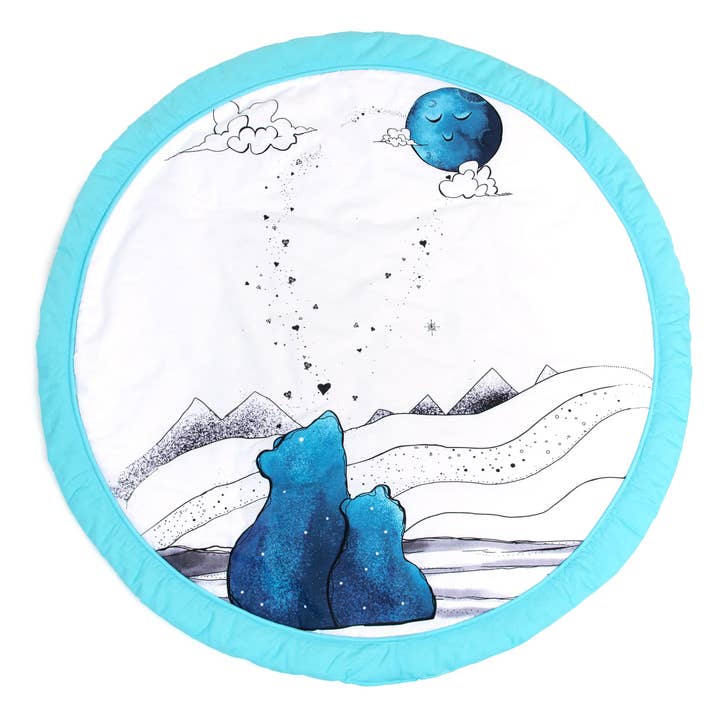 Jump Off Jo - Wholesale Play mat – Kids & baby - Mama Bear Blue Round Quilted Baby Floor Mat1