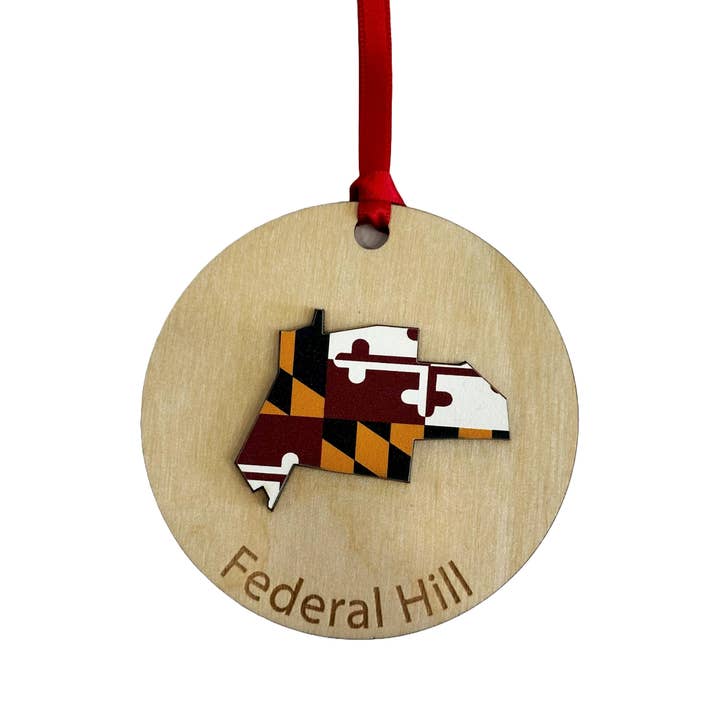 Federal Hill Maryland Flag Neighborhood Ornament for wholesale by Keppel and Kismet, LLC