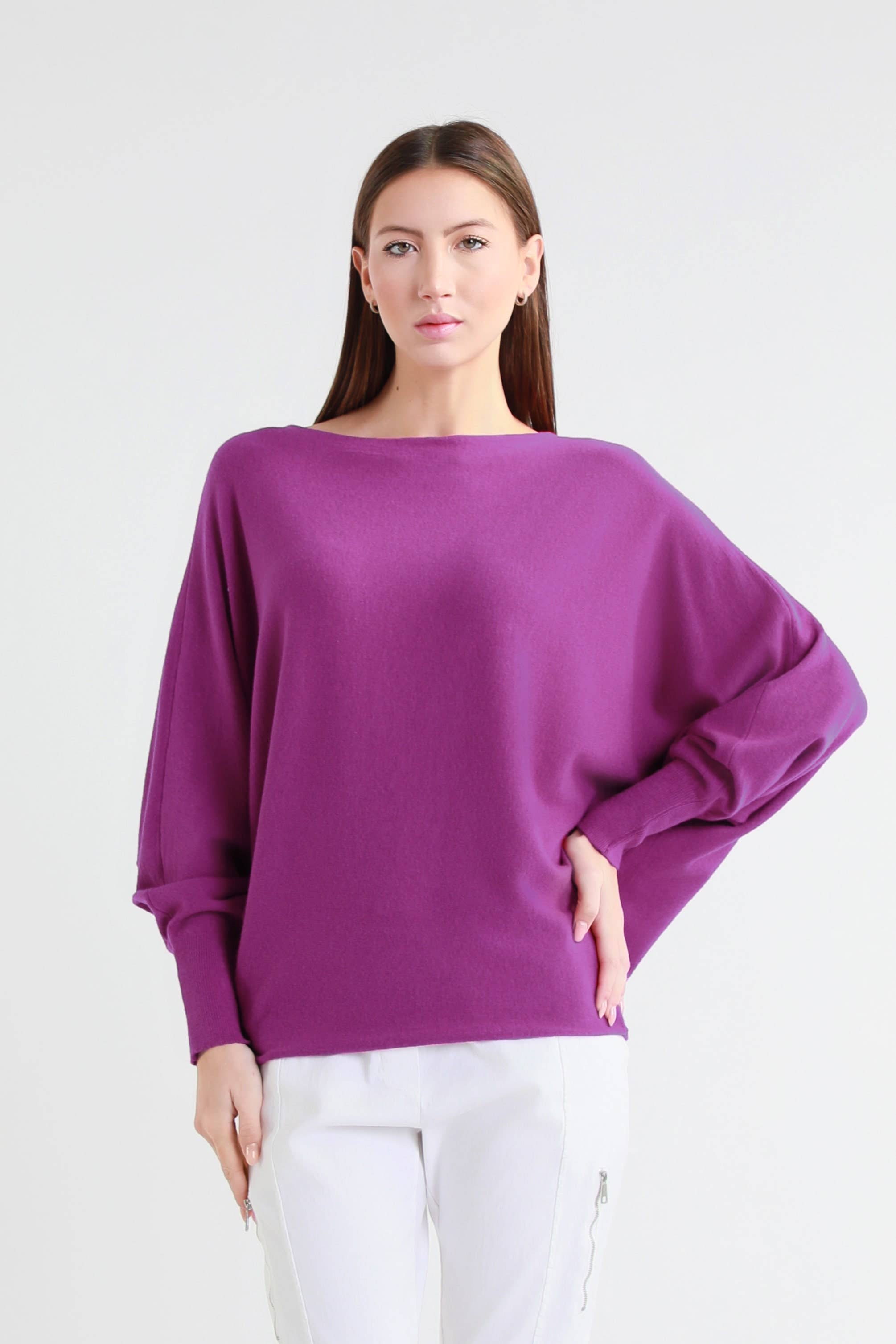 TINA Stephens Italy/Tees By Tina – Engroshandel Pullover - Dame – Mylah seriøst blød batwing sweater (BLS413)36