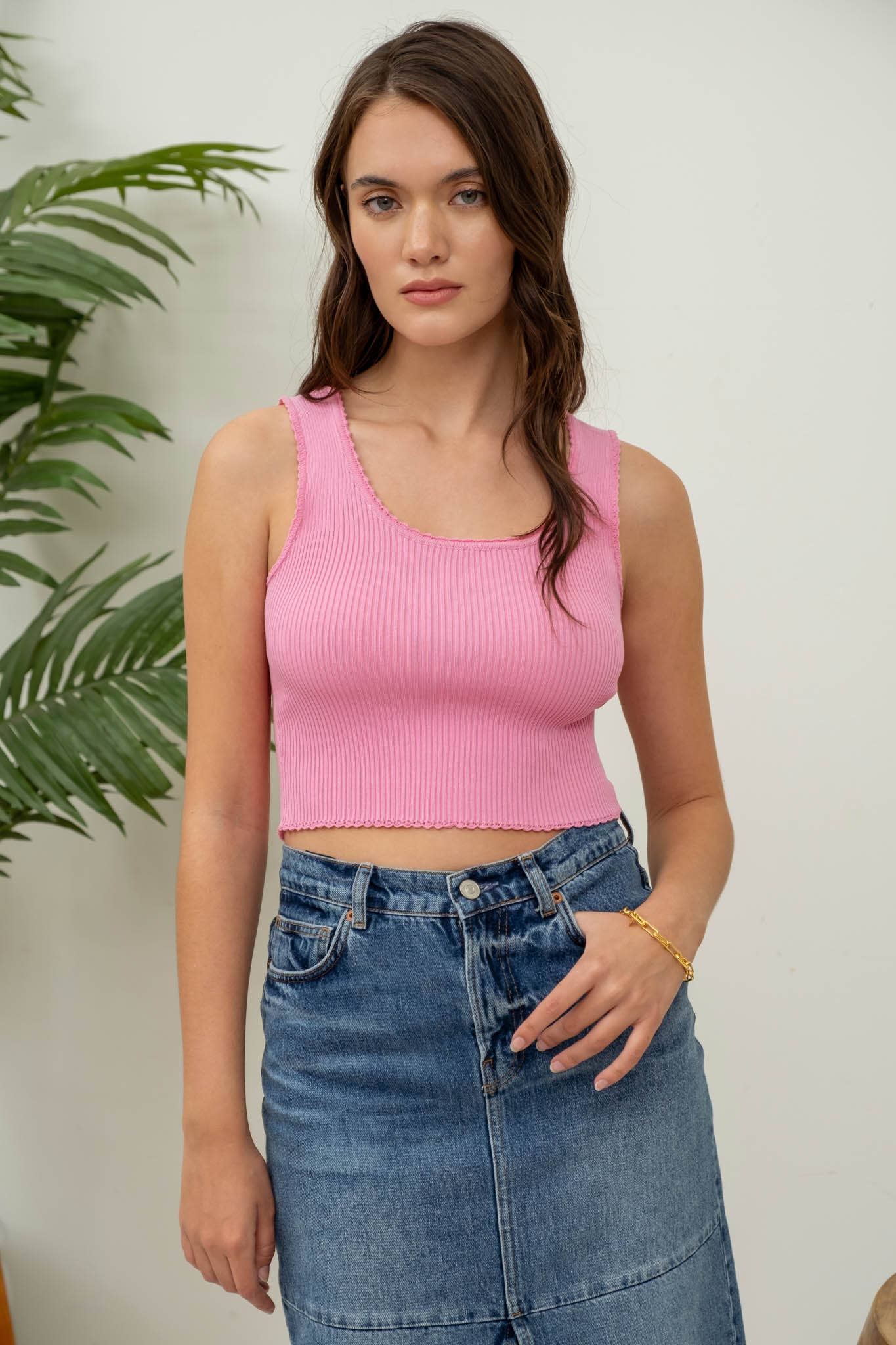 The Workshop Studio - Wholesale Knit Top - Women's - SCALLOP TRIM SWEATER KNIT CROP TOP15