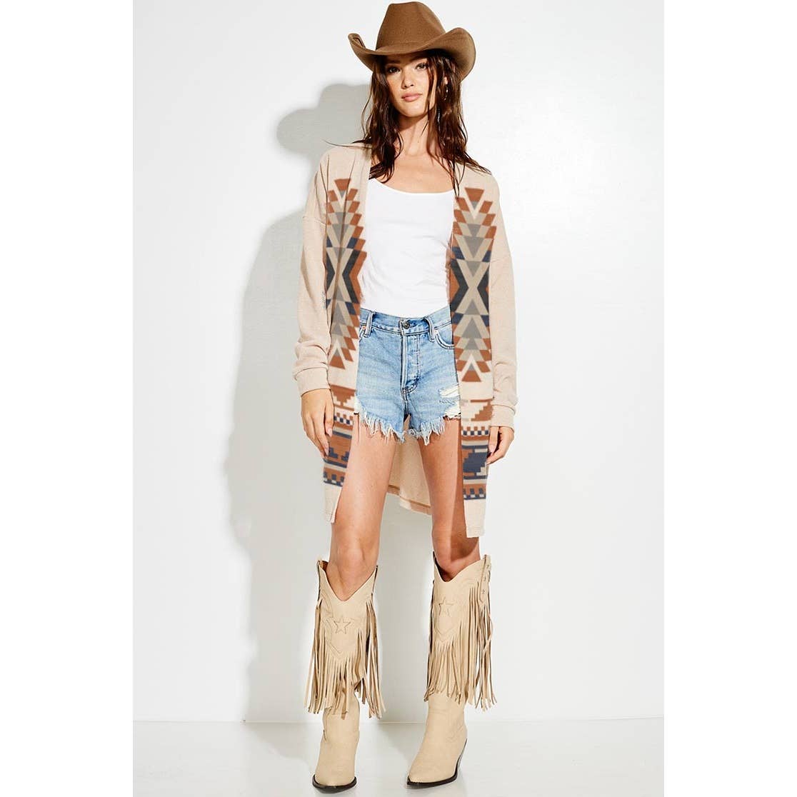 Phil Love - Wholesale Cardigan - Dames - Gebreid vest met lange mouwen en azteekse print 1