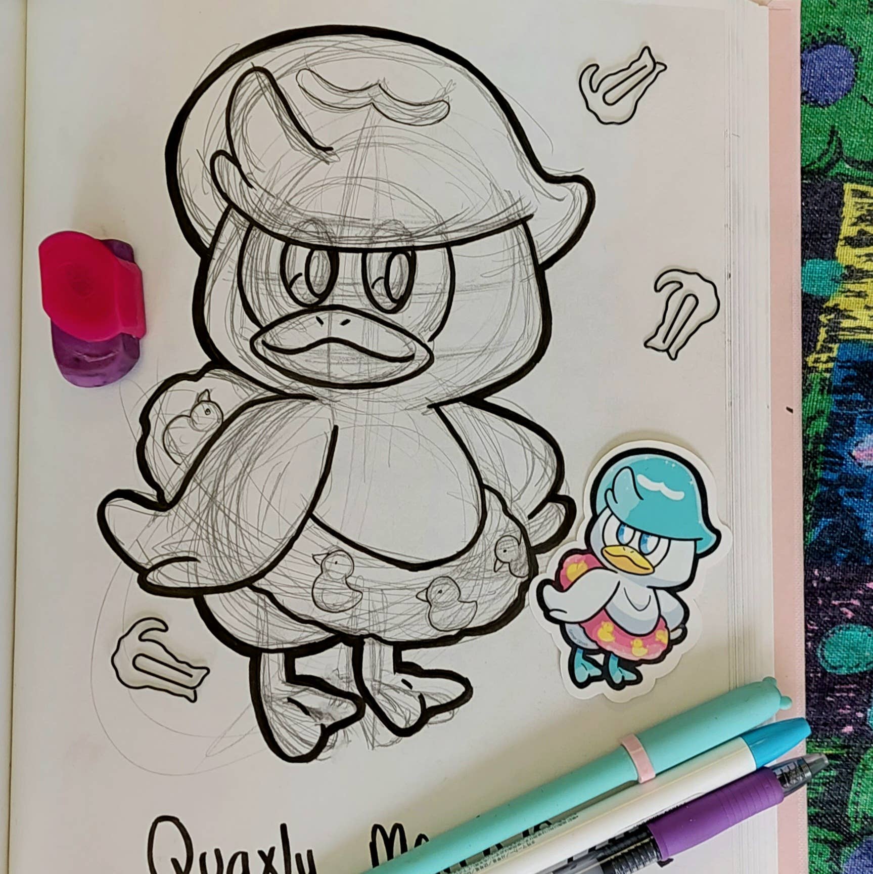 Glitter Ghost Clothing and Accessories - Wholesale Sticker - Fanart - Pokemon - Quaxley  - 3 inch Sticker2