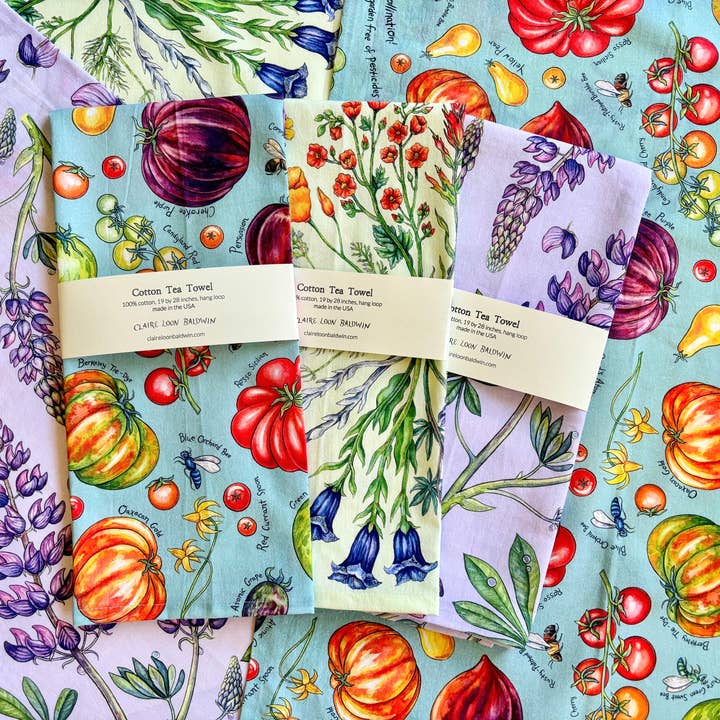 Claire Loon Baldwin Illustration - Wholesale Tea Towel - Wildflower Color Wheel Tea Towel2