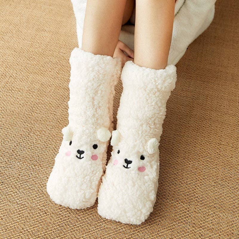 OceanusSwim - Wholesale Socks - Women's - Adults Cute Cartoon Bear Coral Fleece Thick Warm Homewear Socks8