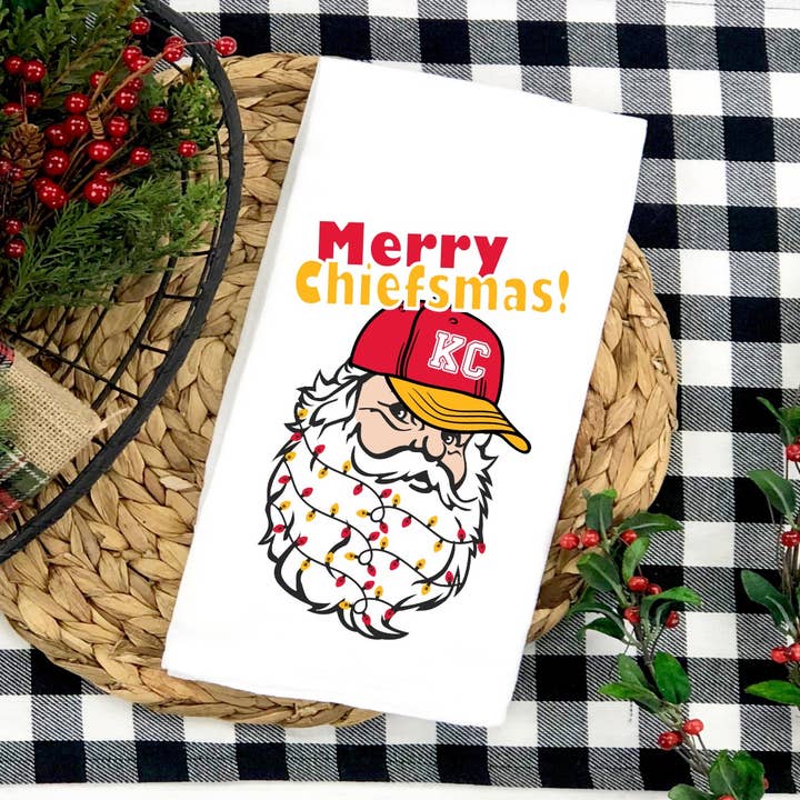 Joyeux Chiefsmas KC Serviette de Cuisine de Noël pour la vente par Maple Leaf Market