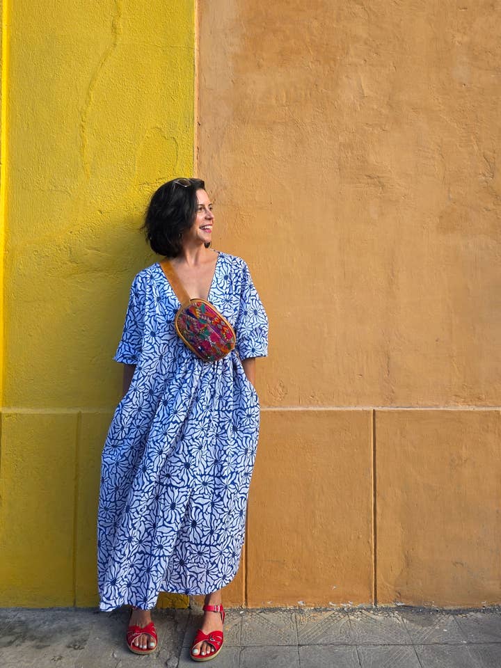 Vestido de Talla Única con Estampado de Bloques Rumi para venta al por mayor de Annahmol