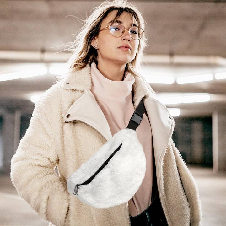 Solid Faux Fur Sling Bag for wholesale by Sensibling Corp.