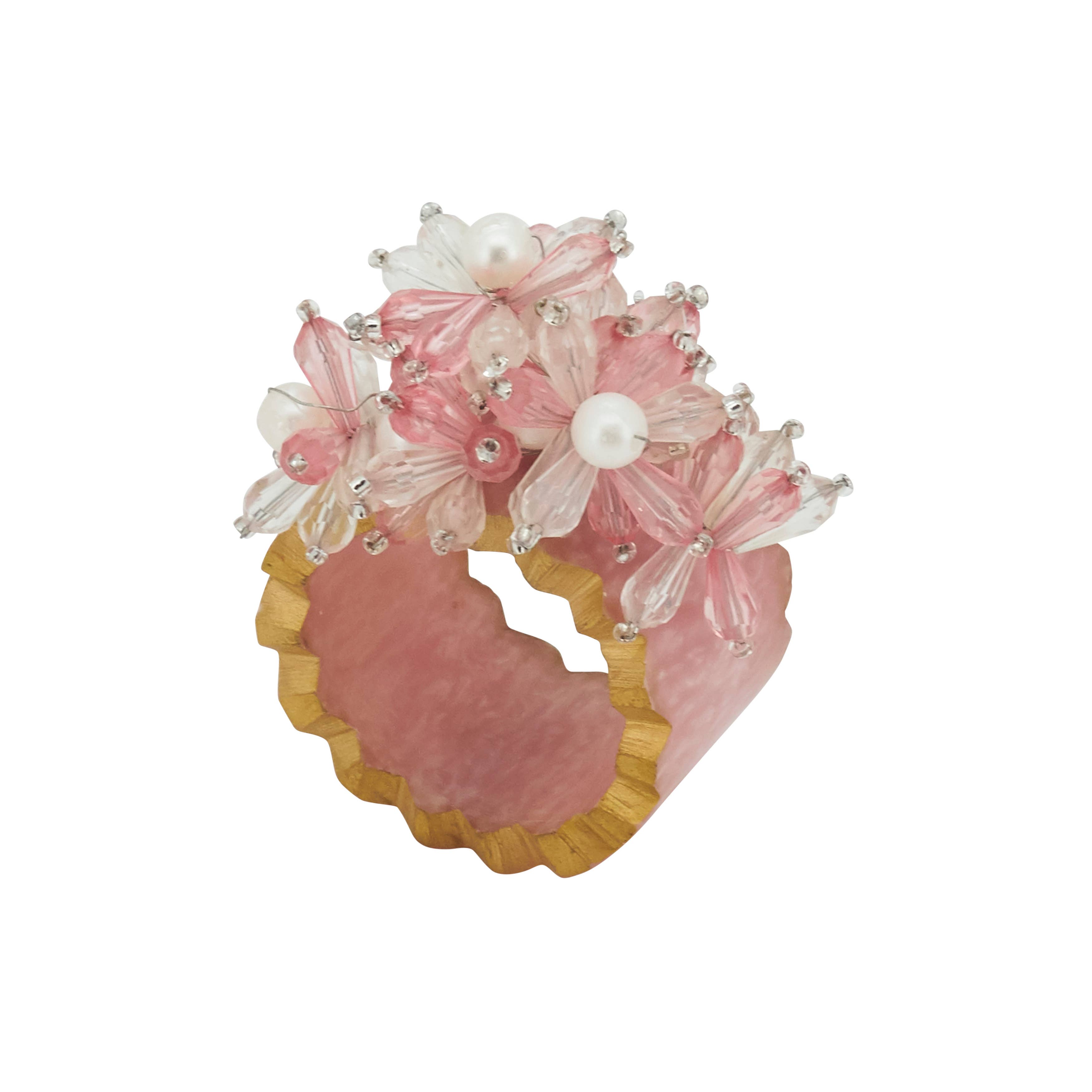 Saro Lifestyle - Wholesale Napkin Ring - Beaded Petal Delight Resin Napkin Ring6