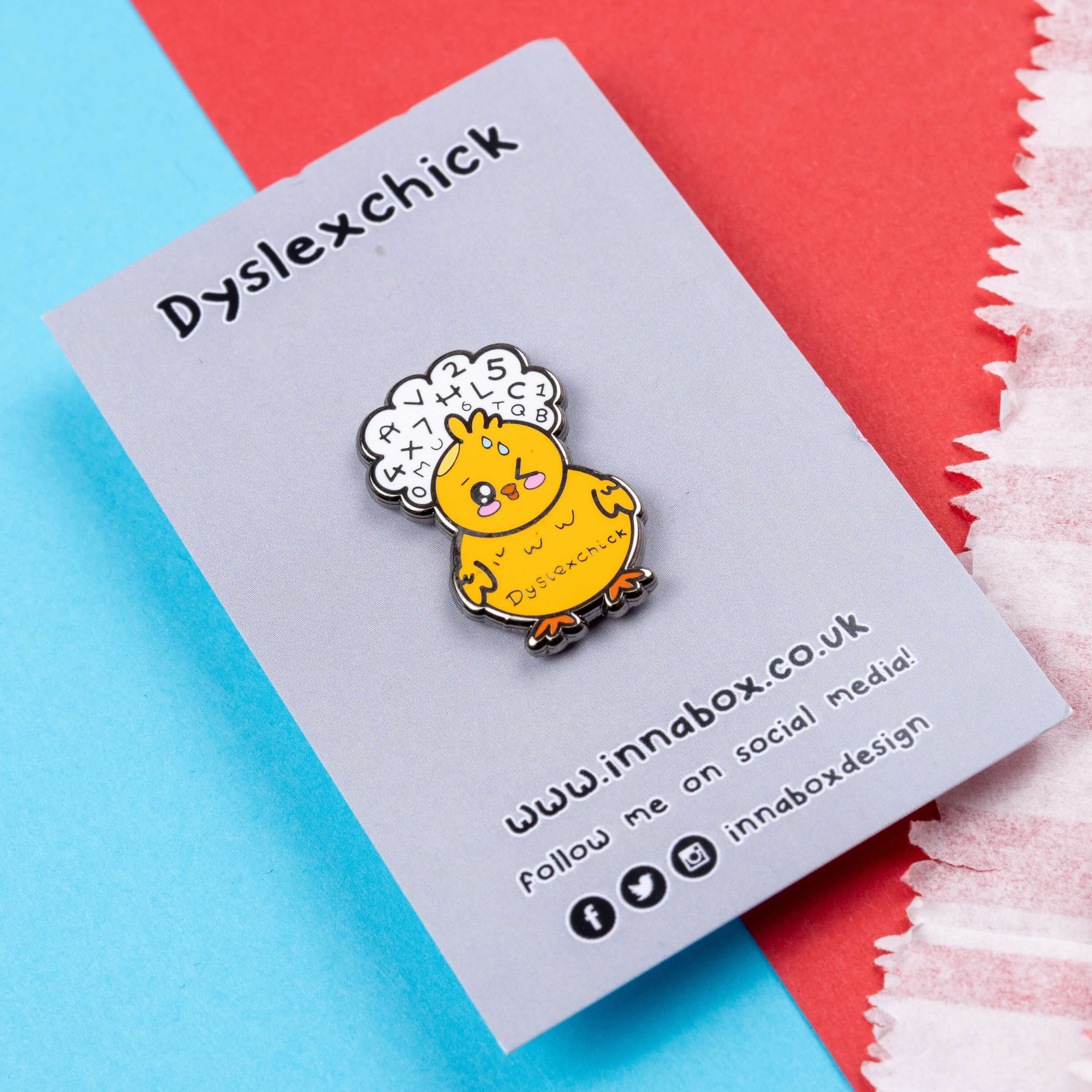 Innabox Ltd - Wholesale Lapel Pin/Button - Dyslexchick Enamel Pin - Dyslexia1