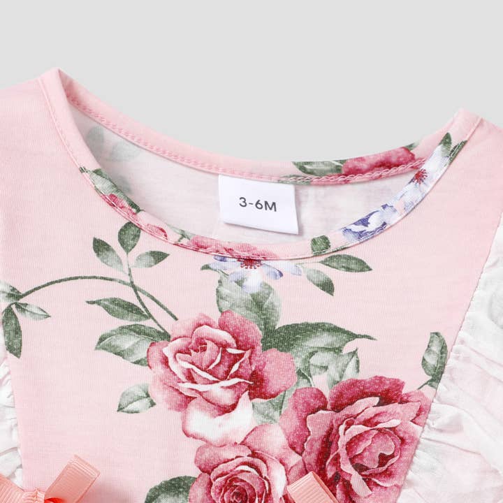 PatPat – wholesale Jumpsuit – Baby – Baby Floral Ruffled Bowknot Jumpsuit4