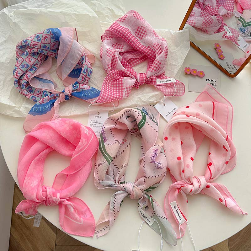 MKS America - Wholesale Bandana - Women's - pink fairy tale Floral Bandana Square scarf20