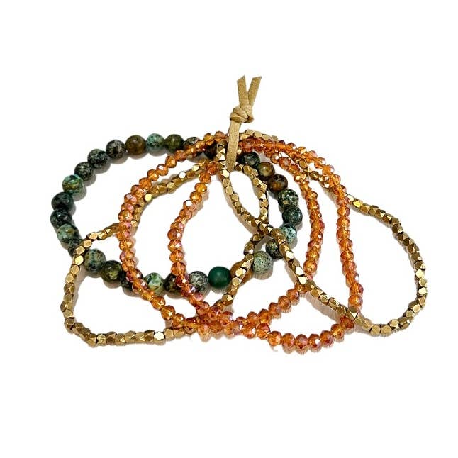 Baizaar - Wholesale Jewelry Set - Turquoise Copper Bracelet Stack