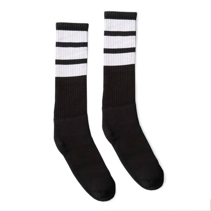 True Knee High Bold Stripes Black | White for wholesale by SOCCO