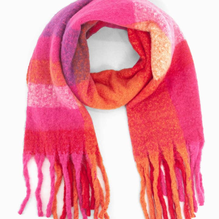 Allie Heavyweight Scarf - Fuchsia, Square Colour Block for wholesale by Sarta