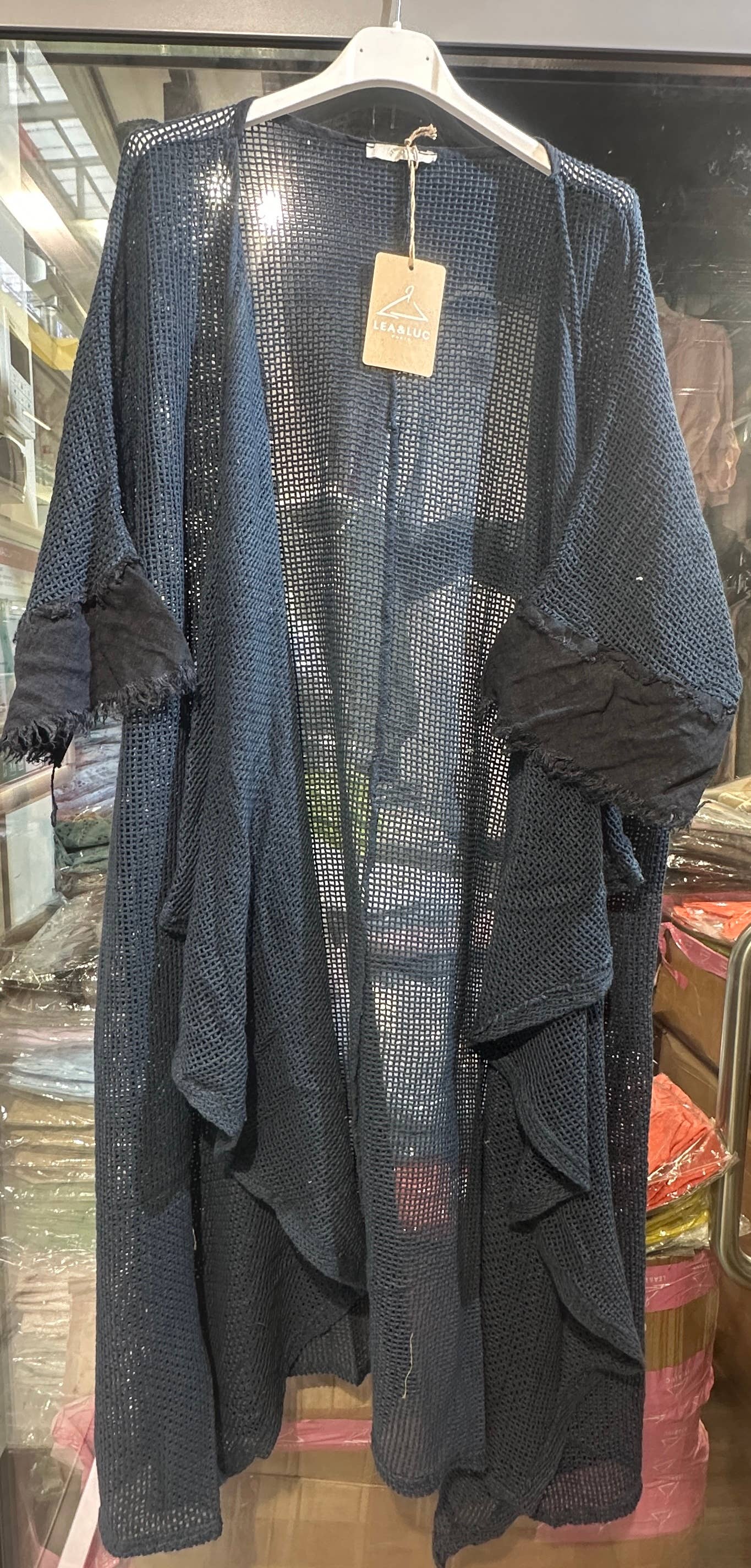 LÉA & LUC - Wholesale Vest - Dames - Opengewerkt vest van 100% katoen met 100% linnen mouwen REF. 6086516