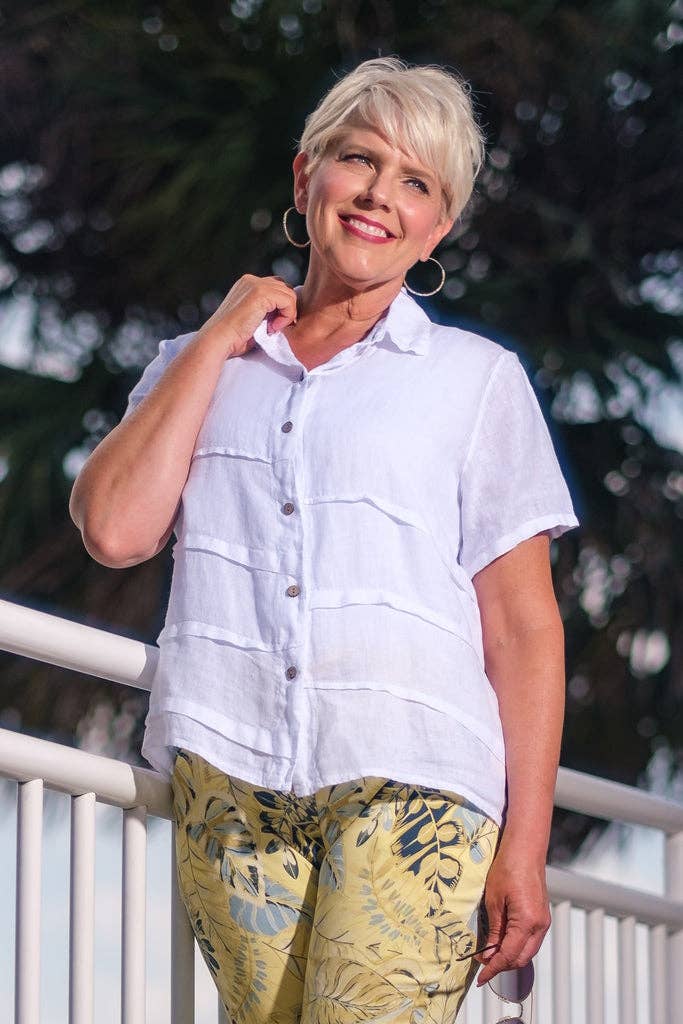 TINA Stephens Italy/Tees By Tina – Engroshandel Skjorte med buttondown – til kvinder – Alorah Darted knap ned skjorte (BSS186)