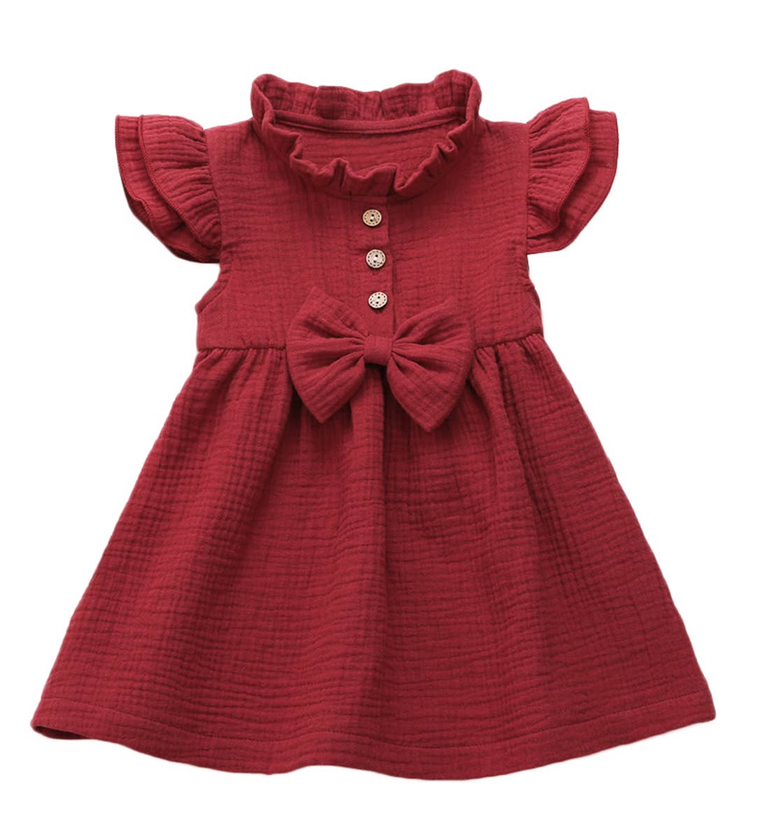 Fennco Styles – wholesale Klänning – Barn – Flutter ärm Stativkrage Bomull Flickklänning6