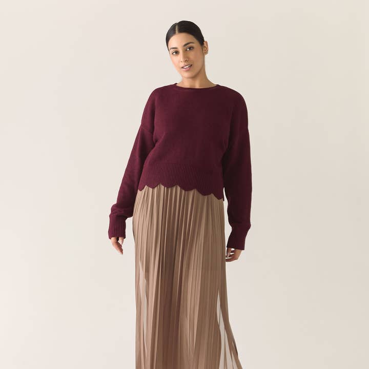 Scalloped Edge Pullover Responsible Merino in Zinfandel and other Purchase Wholesale simply wool. Free Returns & Net 60 Terms on Faire trending on Faire.