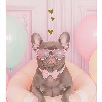 FRENCHIE VALENTINE'S DAY GREETING CARD 4.5 x 6.25" for wholesale by Calypso Cards LLC