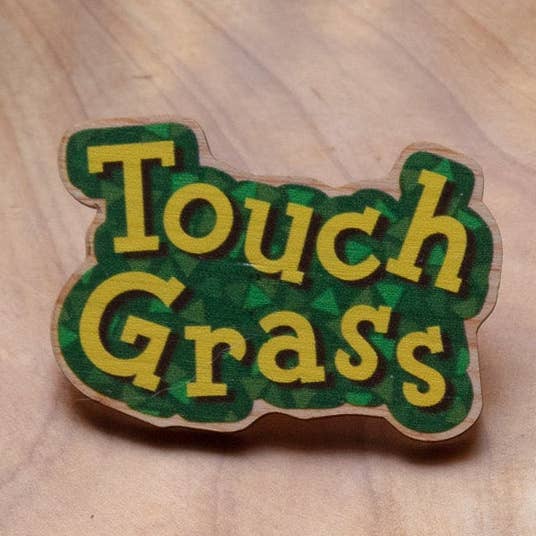 Animal Crossing Rör Gräs 2" Träknapp | New Horizons | Meme-knapp för wholesale av Mamukeeto