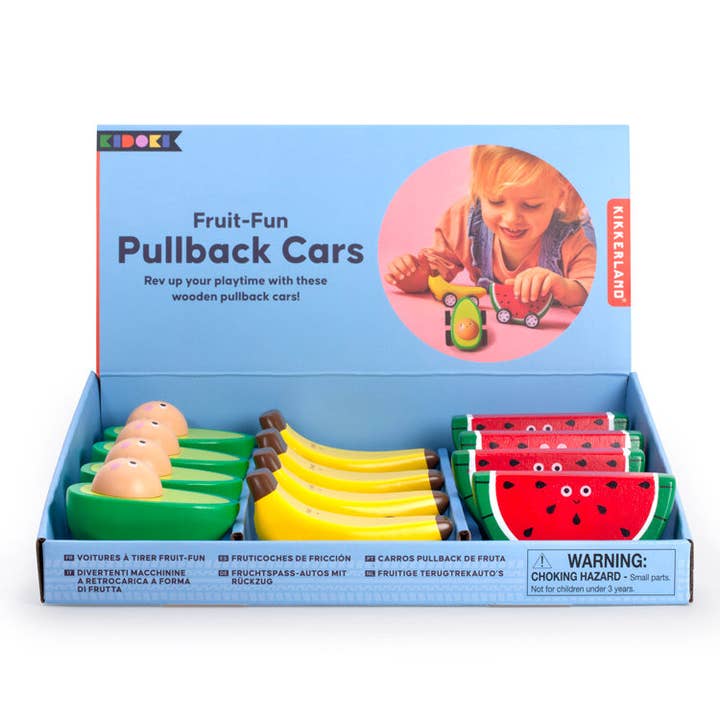 Kikkerland Design Inc - Wholesale Toy Car/Truck - Kids - Fruit-Fun Pullback Cars