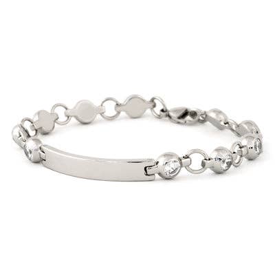 Stainless Steel Identification Bracelet with Stones for wholesale by Speidel