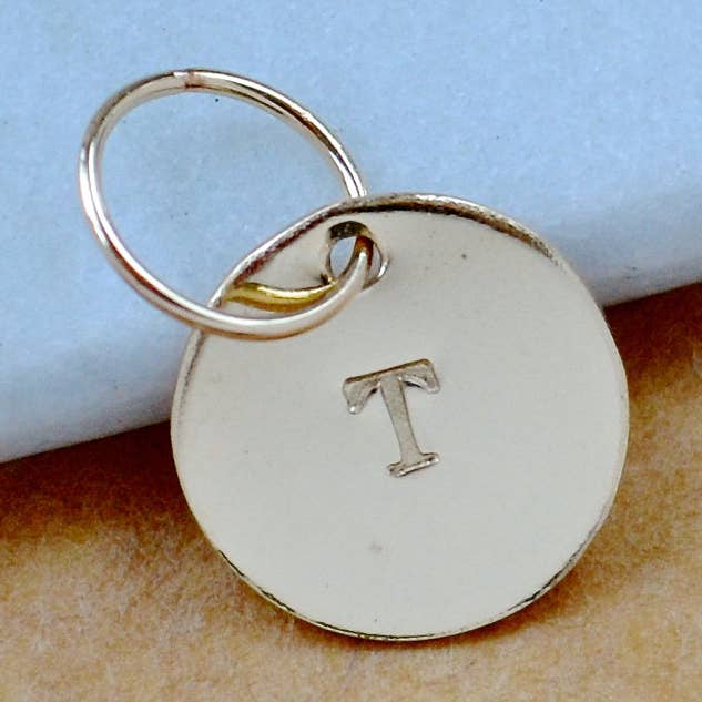 Letter T Charm - initial charm pendant with letter T // 4 fonts for wholesale by Foamy Wader